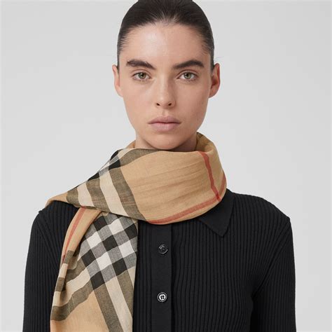 burberry check wool and silk-blend scarf|burberry scarves official site.